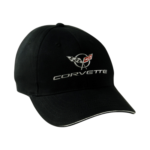 C5 Corvette C5 Flag Logo Cap, Hat - Black Liquid Metal Style