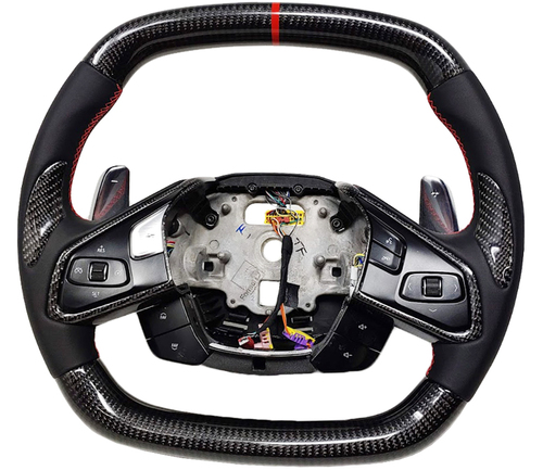 20-23+ C8 Corvette Carbon Fiber Steering Wheel (Torch Red Edition)