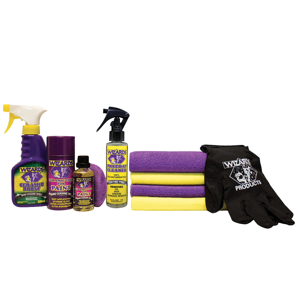 WIZARD PRODUCTS Ceramic Coat Kit, Applicator Pads/Ceramic Boost/Coating Prep/Gloves/Microfiber Towels/Wax, Kit