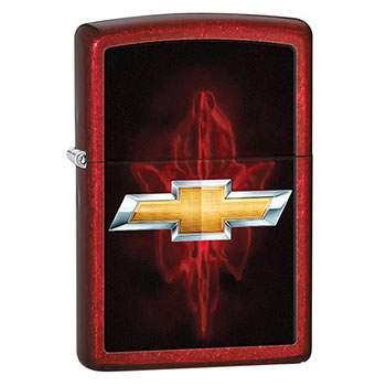 Chevy Bowtie Candy Apple Red Finish Zippo Lighter  -28636