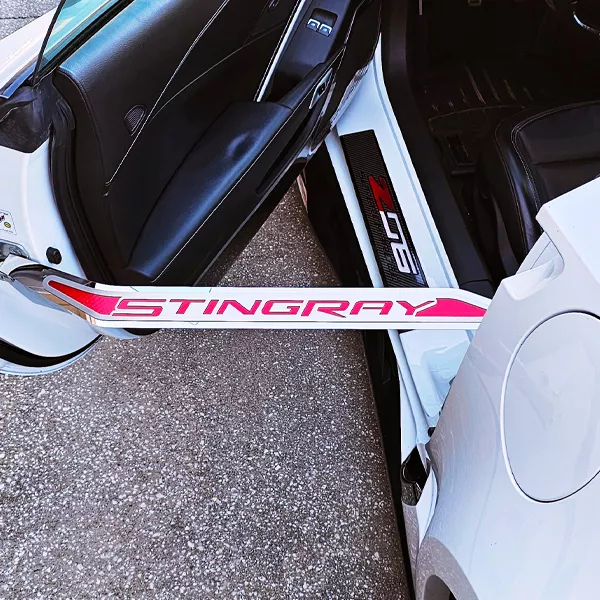 Corvette C7 Door Prop Polished/Brushed Stainless 'Stingray' w/ Choice Of Carbon