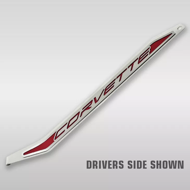 Corvette C8 Door Prop Polished/Brushed Stainless 'Corvette', Passenger Side Only