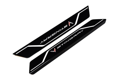 2020-24 AMT C8 Corvette Carbon Flash "STINGRAY" Door Sill Plate Covers