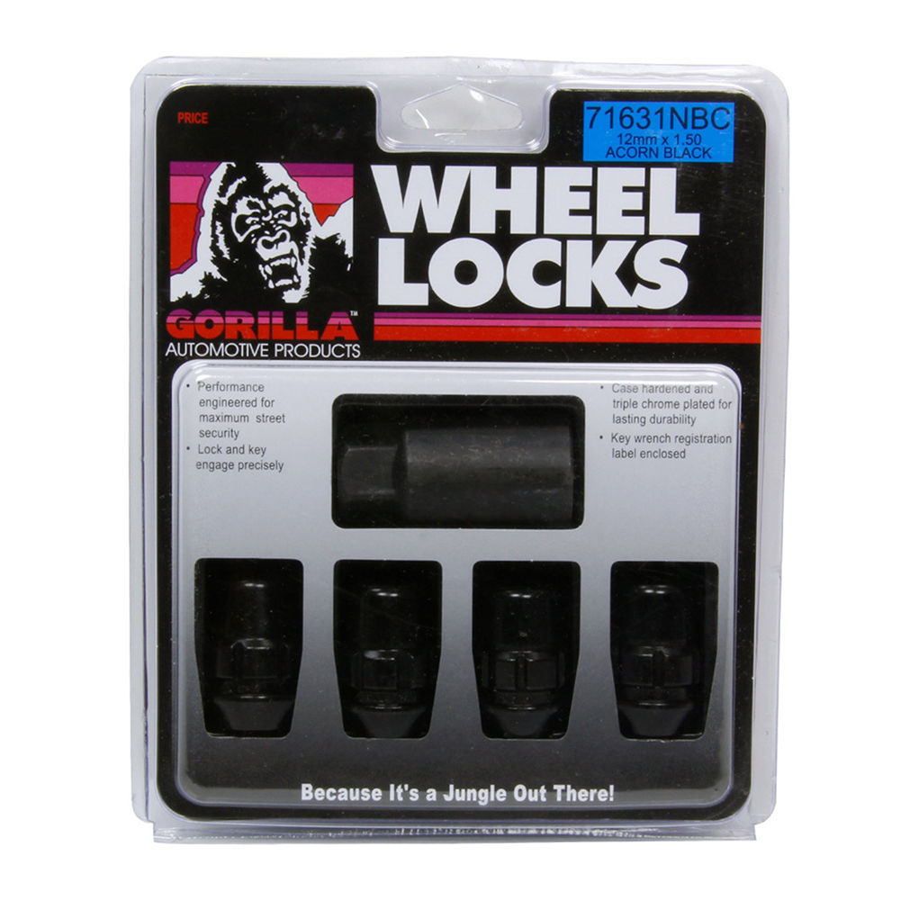 Corvette Gorilla Wheel Locks (Set) Gloss Black : 1997-2019 C5, C6, C7, Z06, ZR1,
