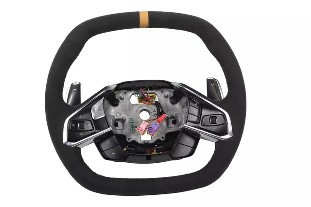 C8 Corvette Suede Steering Wheel, Black Stitching & Natural Stripe (Heated)