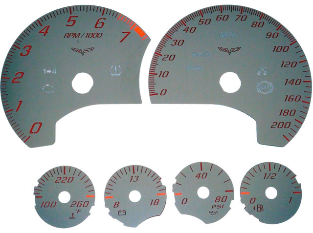 C6 Corvette Stainless Steel Edition Gauge Faces - NOT For Z06 Corvette