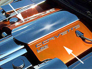 C6 Corvette Enamel Baked 2 Piece Stainless Fuel Rail Cover