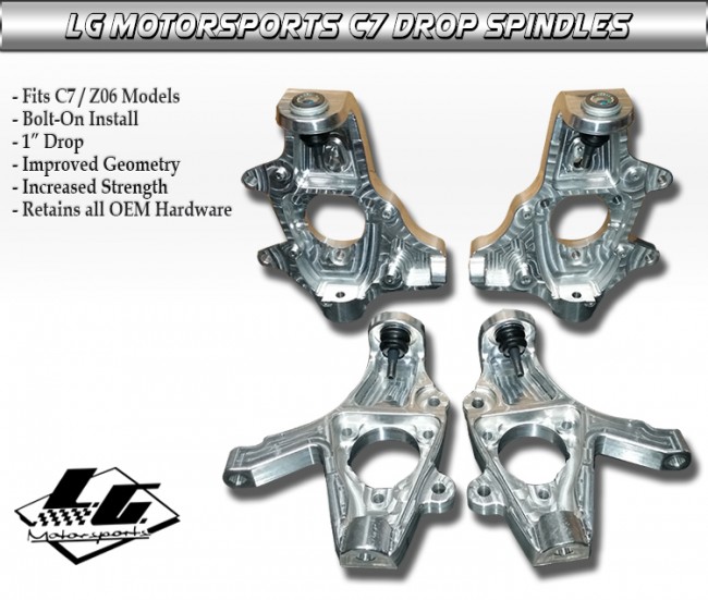 LG Motorsports C7 Corvette Drop Spindles, Full Set, race quality suspension