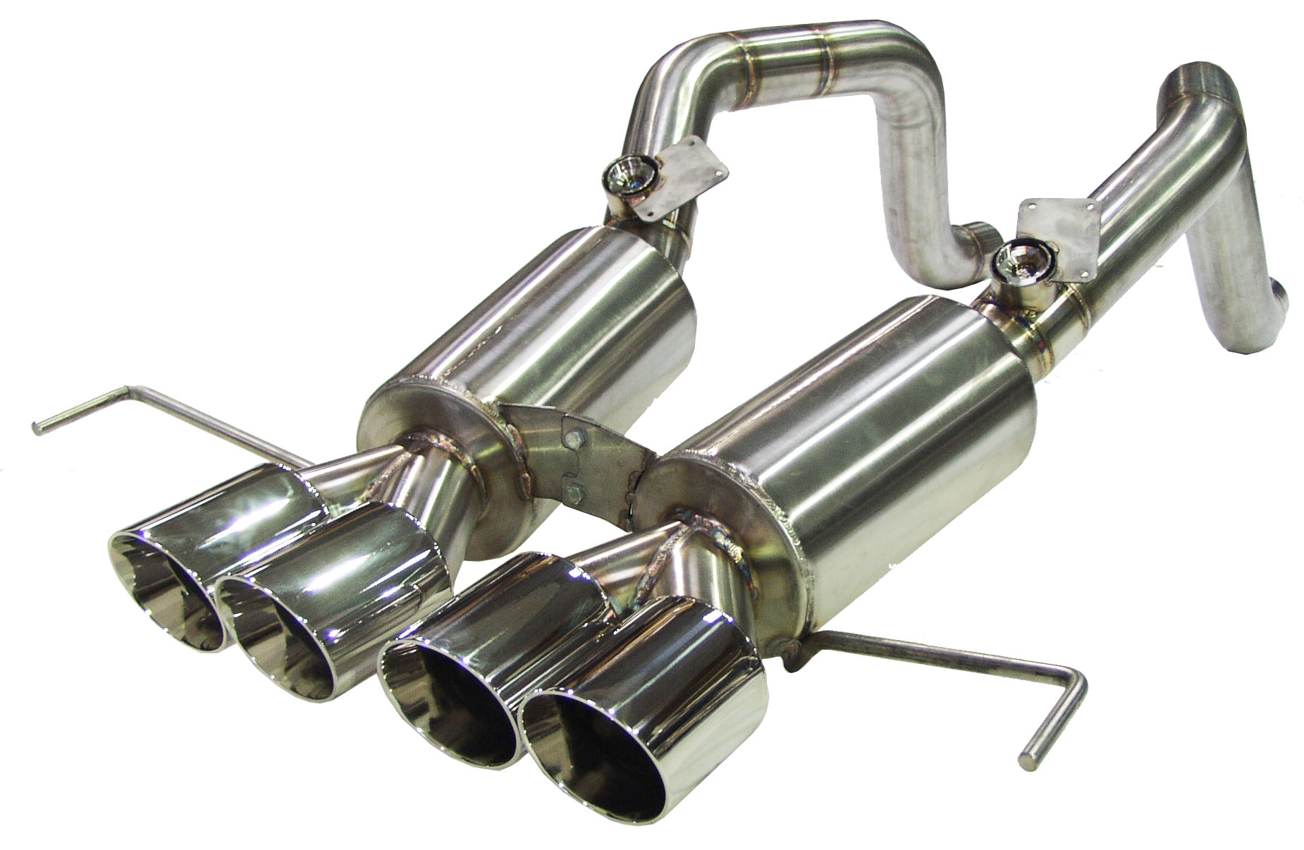 B&B 2014 + C7 Corvette Bullet Exhaust System, QUAD 4.5" DOUBLE WALL ROUND TIPS