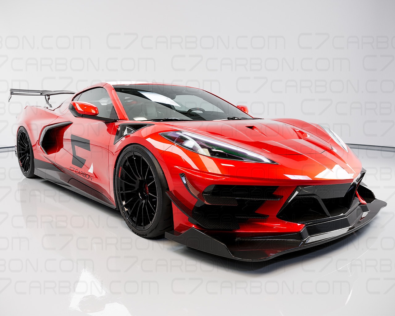 C7 Carbon, Corvette C8, Track Spec Functional S Duct Hood Package, In Carbon Fiber