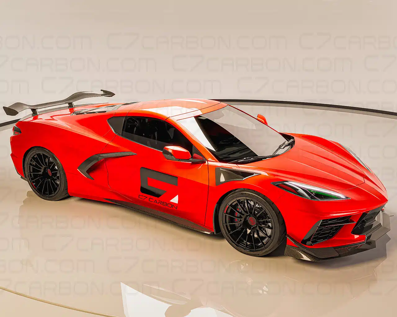 Corvette C8 Z06 Style Front Splitter for Corvette Stingray, 1 Piece Design, Painted Carbon Flash