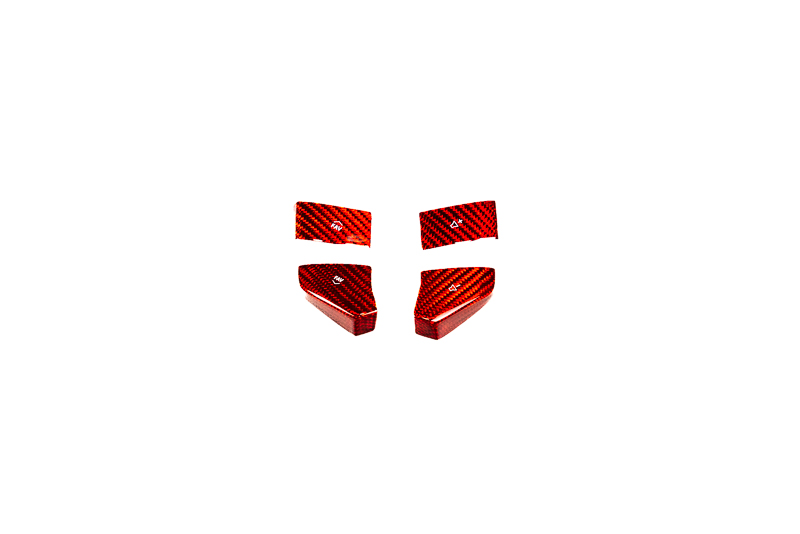 CCS Steering Wheel Red Carbon Fiber Button Covers 4pc, C8 Corvette