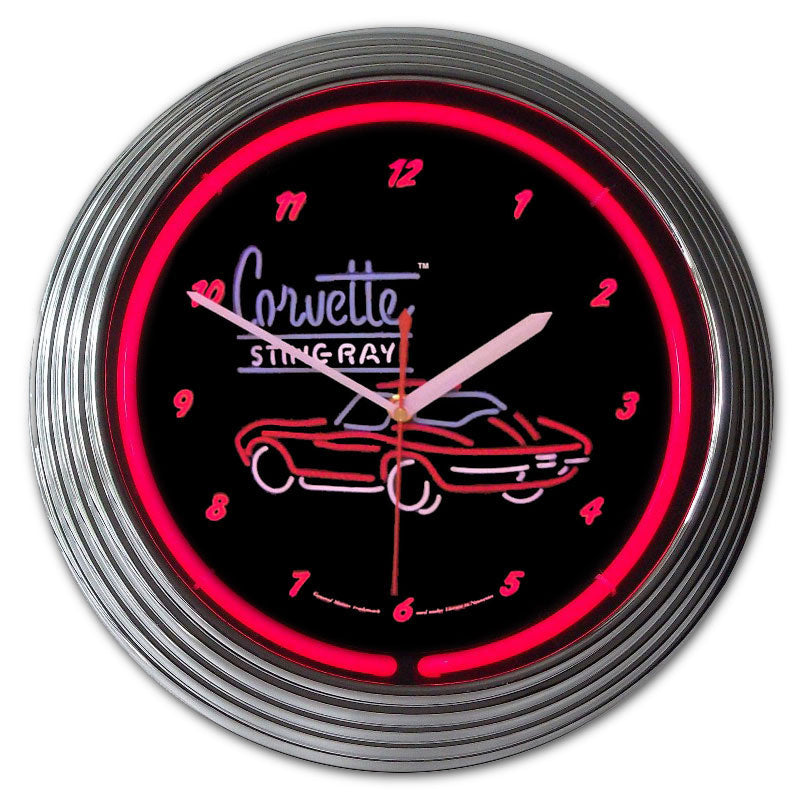 Corvette Sting Ray Neon Clock