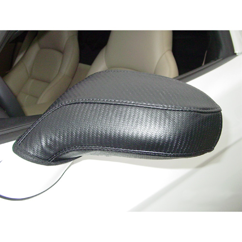 C7 Corvette Stingray, 2014-2019 Mirror Bra Protectors Covers, Pair, Black Carbon Fiber Embossed Vinyl
