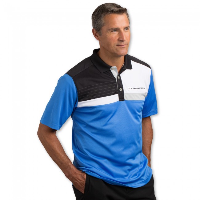 C7 Corvette, Mens Stingray Marquis Polo - Ocean Blue