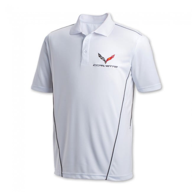 C7 Corvette, Mens Stingray Sport Polo - White