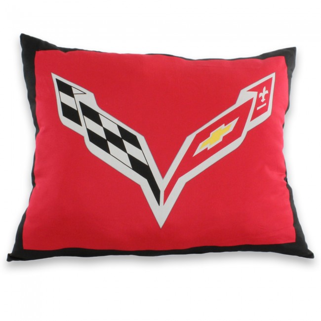 C7 Corvette Crossed Flags Decorative Pillow 20” X 28”