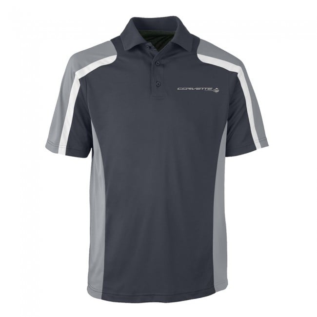 C7 Corvette, Mens Stingray Fast Lane Polo Shirt - Carbon/Gray