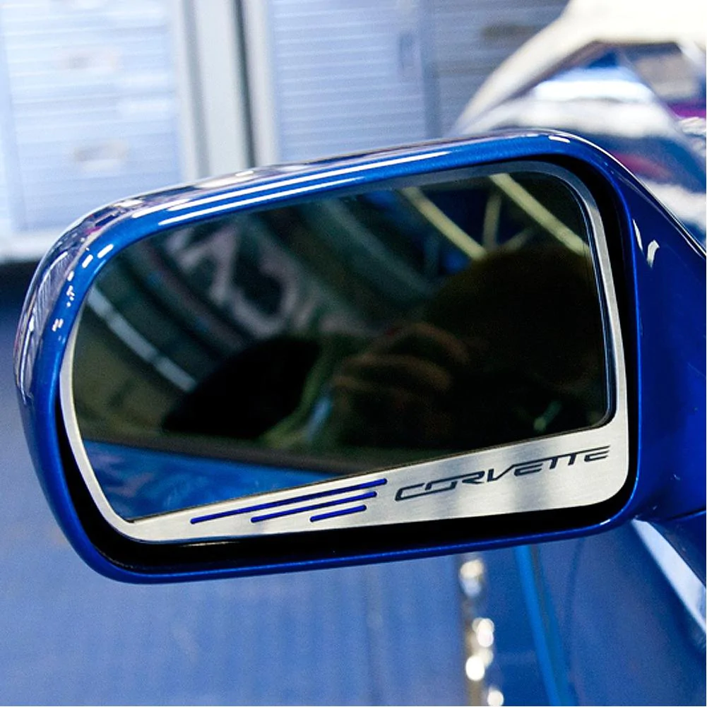 Corvette Side View Mirror with "CORVETTE" Script 2Pc, C7 Stingray, Z51