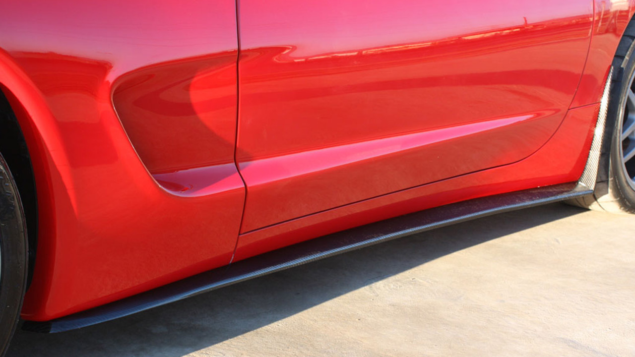 C6 ZR1 style side skirts for C5 Corvette with Mudflaps,  Carbon Fiber