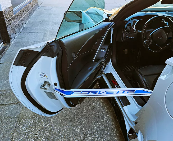 Corvette C7 Door Prop Polished/Brushed Stainless Corvette w/ Choice Of Carbon Fi