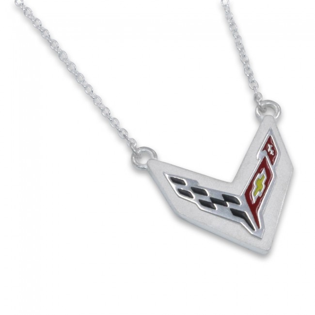 C8 Corvette Sterling Silver Cable Chain Necklace