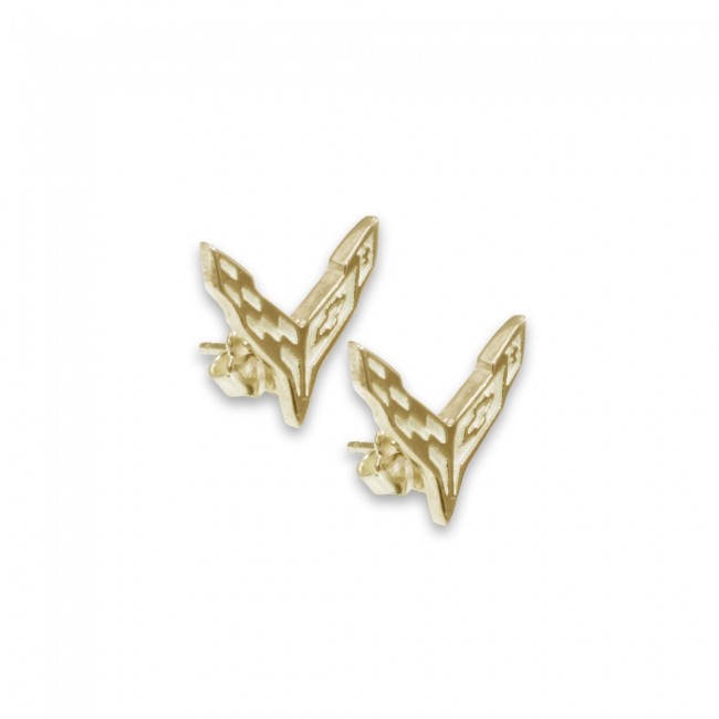 C8 Corvette 14k Yellow Gold Post Earrings