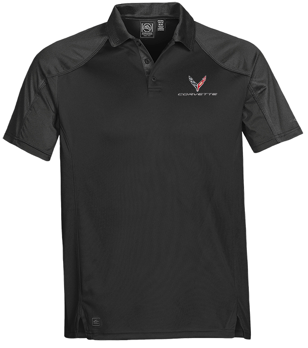 C8 Corvette, Men's Black/Graphite 2020 Corvette Next Gen Vector Polo Shirt