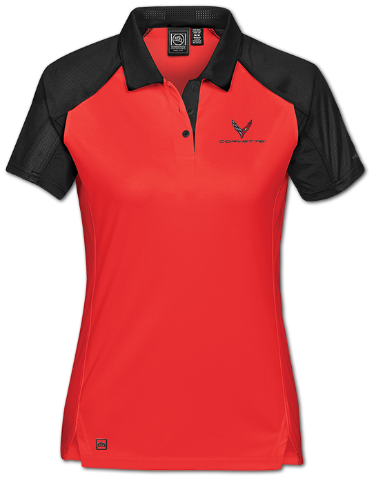 C8 Corvette, Women's True Red/Black 2020 Corvette Next Gen Vector Polo Shirt