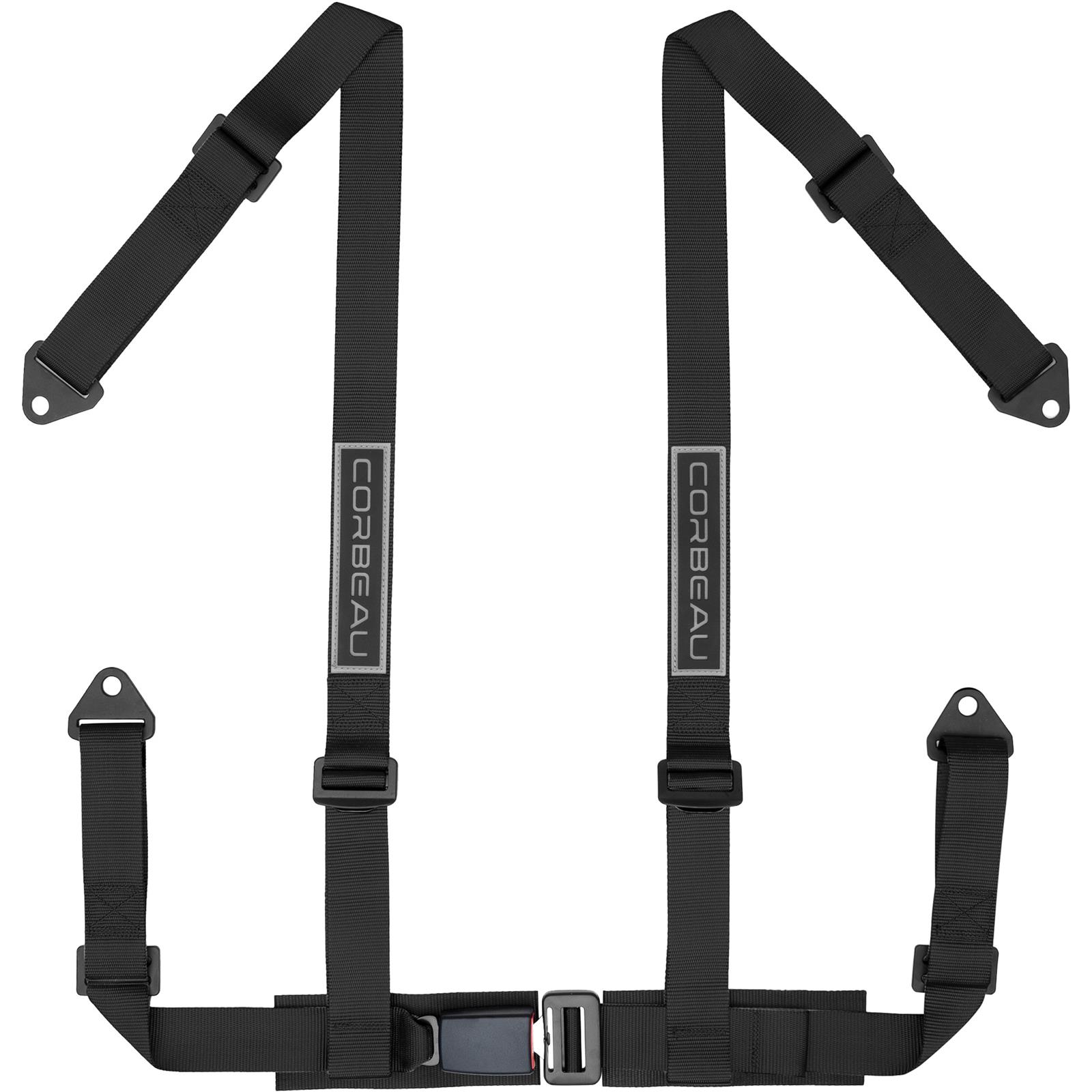 Corbeau 2-Inch Racing Harness Belts, Black 4-Point Bolt-In, 44001B
