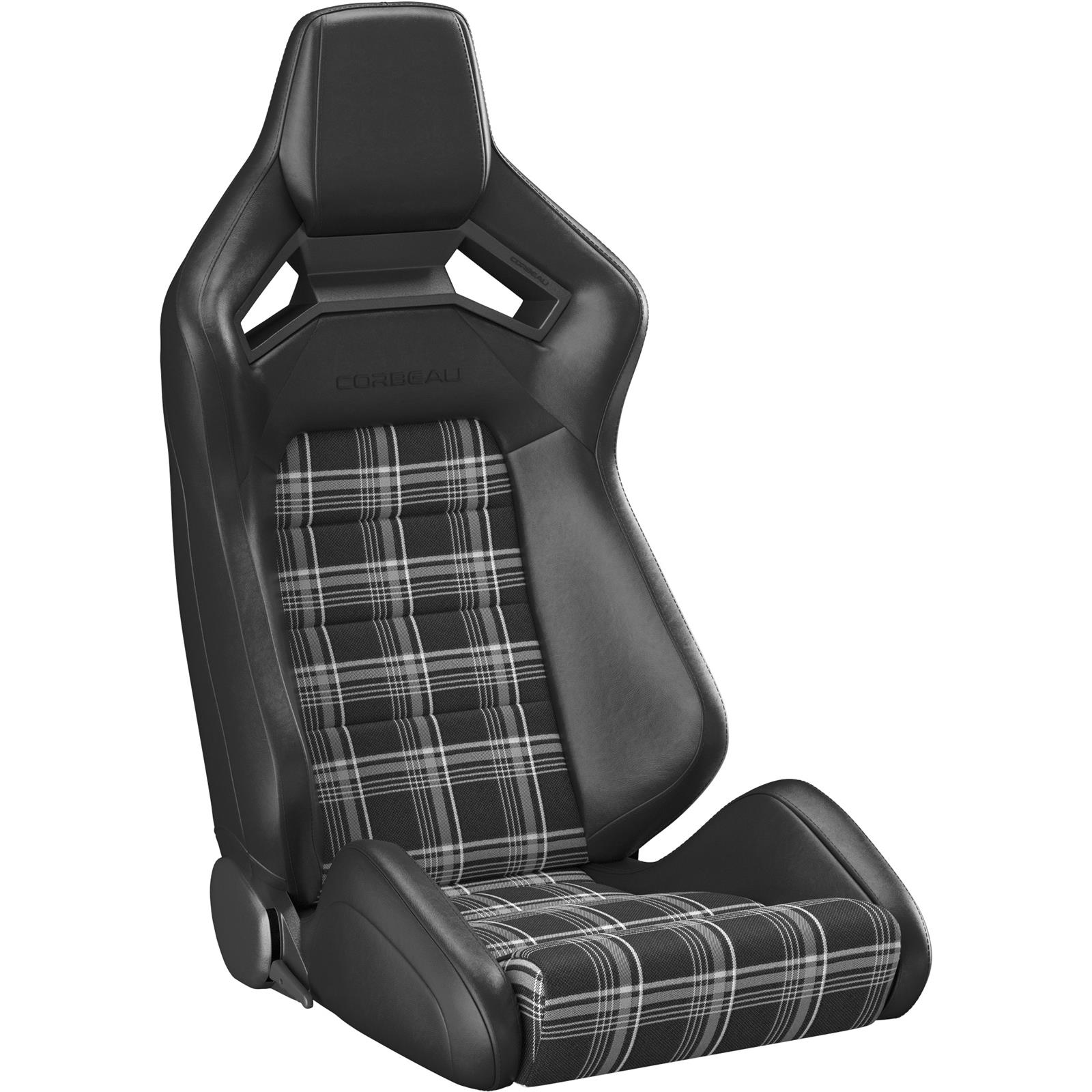 Corbeau Sportline  Racing Seat, RRX Black Vinyl, White Plaid Cloth, 55013PR, PAIR