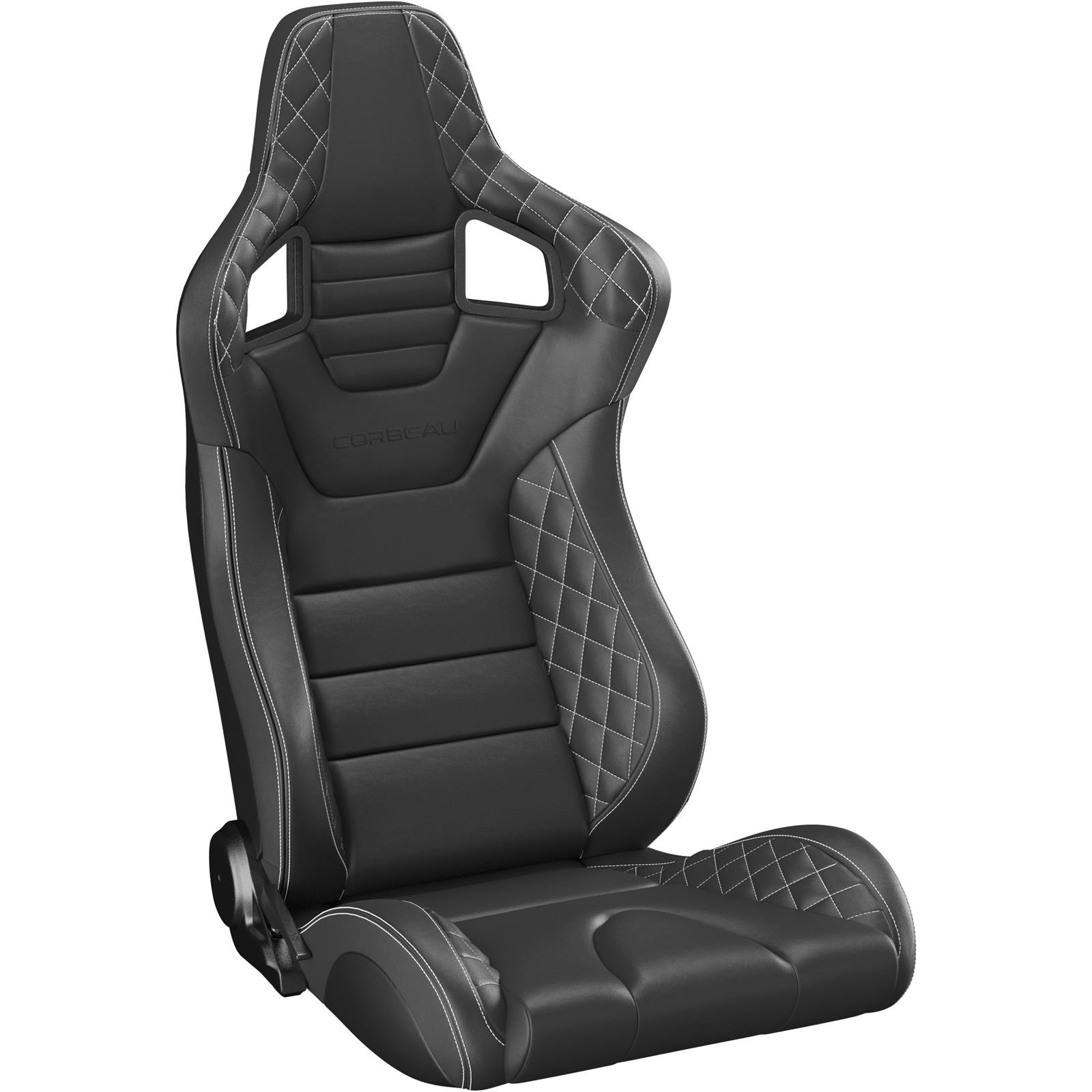 Corbeau Sportline  Racing Seat, RRS Black Vinyl Diamond / White Stitch, 74901DSWPR