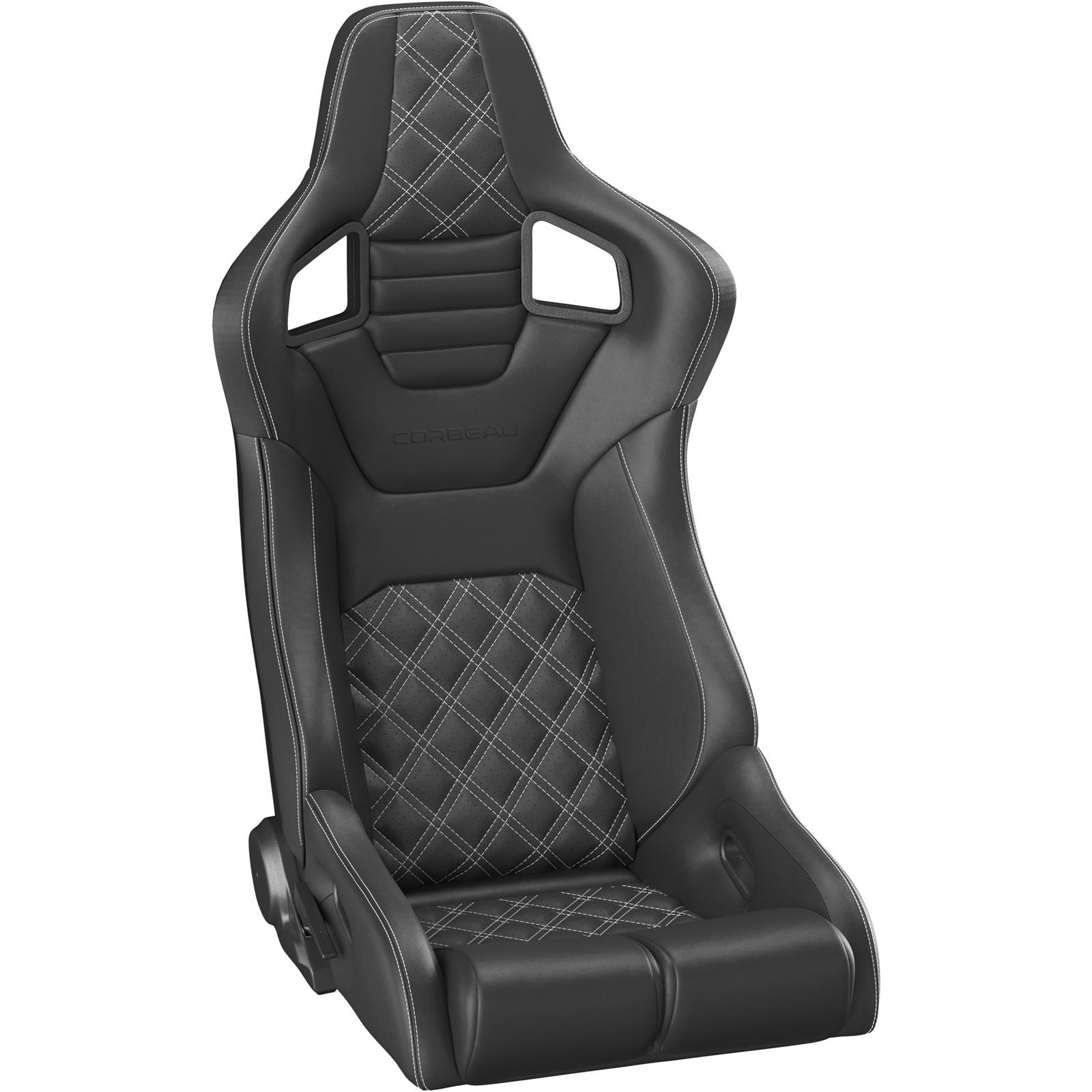 Corbeau Sportline  Racing Seat, RRB Black Vinyl / Carbon Diamond White Stitch, 84913PR
