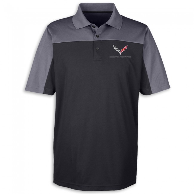 C7 Corvette Summit Colorblock Polo Black/Carbon