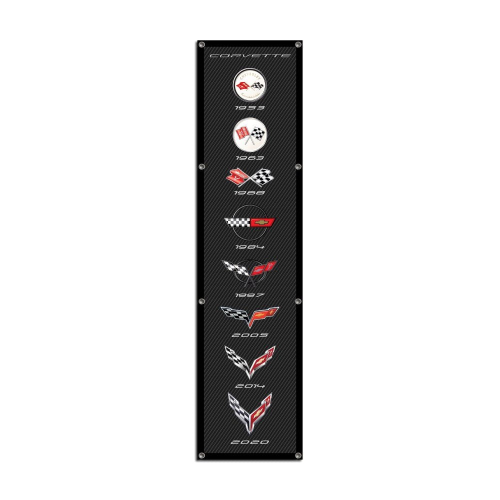 Vertical Corvette Generations Emblem Metal Print