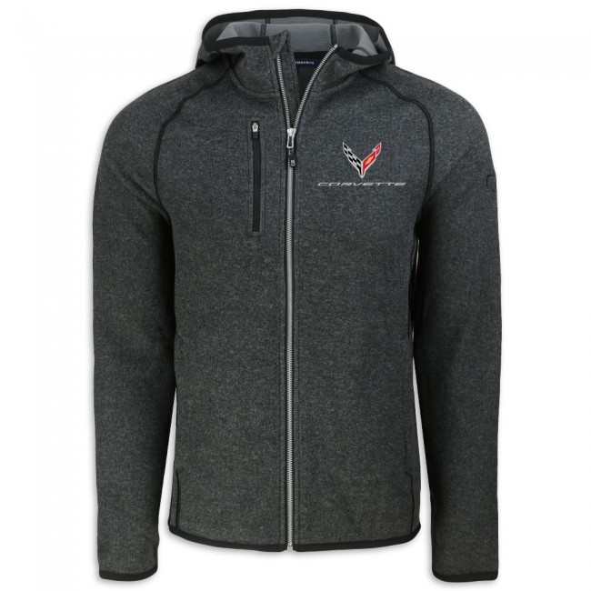 C8 Corvette Cutter & Buck Hooded Jacket Charcoal Heather