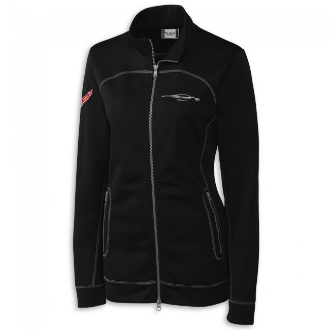 C8 Corvette Ladies Heather Full-Zip Fleece Black