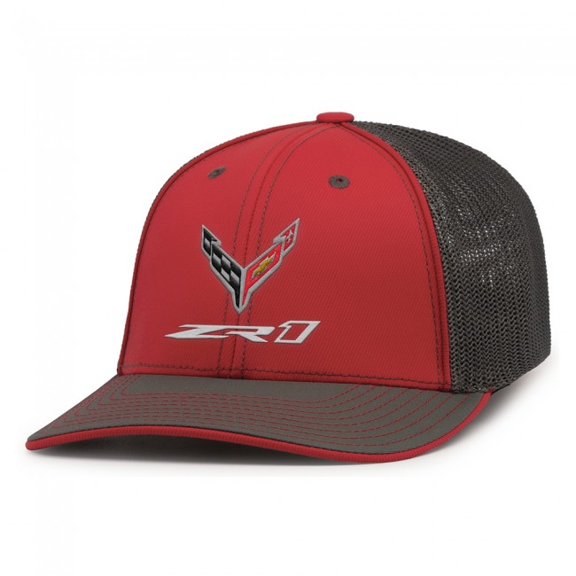 C8 Corvette  ZR1 Fitted Trucker Cap, Red/Graphite