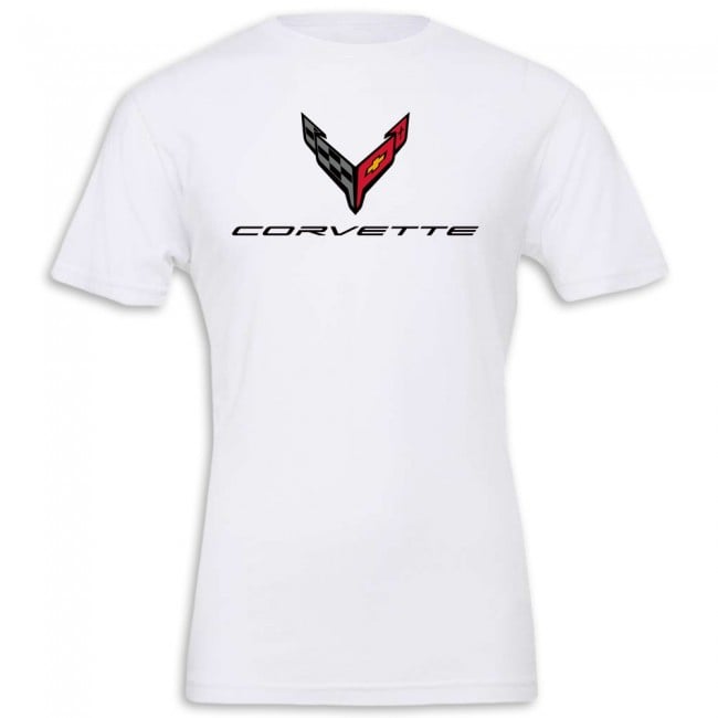 C8 Corvette Crossed Flags T-Shirt, White