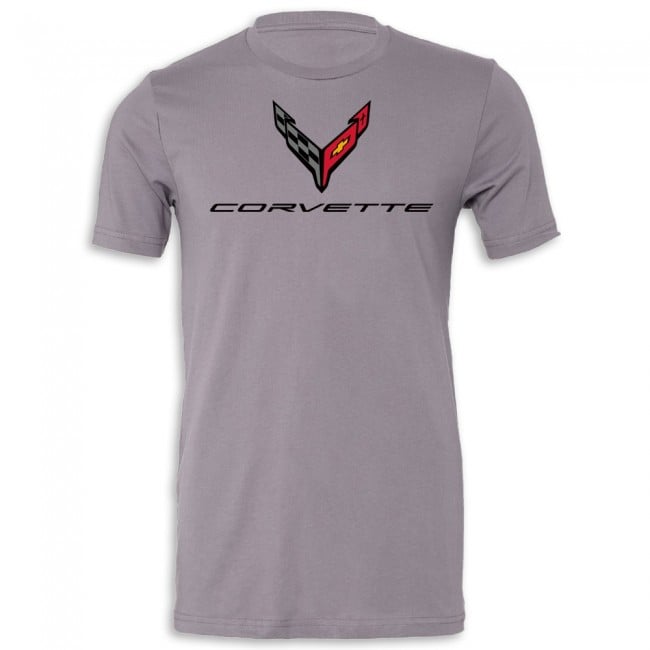 C8 Corvette Crossed Flags T-Shirt, Storm