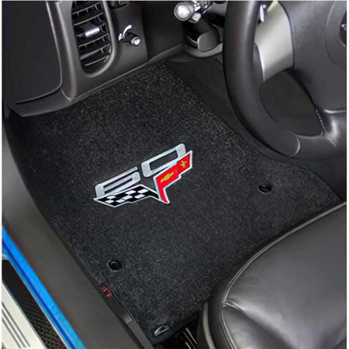 C6 Corvette 13E Lloyd Ultimat Floor Mats w/60th Logo (60th above flags)