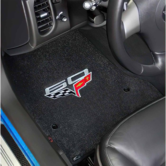 C6 Corvette 13E Lloyd Velourtex Floor Mat w/60th Logo (60th above flags)