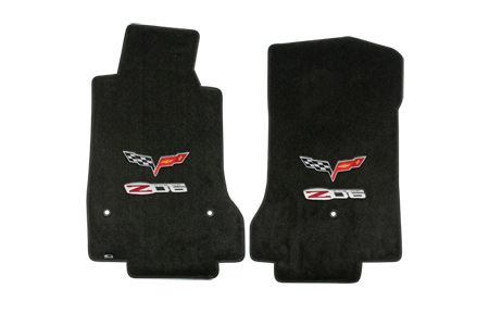 C6 Corvette 13L Lloyd Ultimat Floor Mats w/ Cross Flags & Z06 505hp Emblem