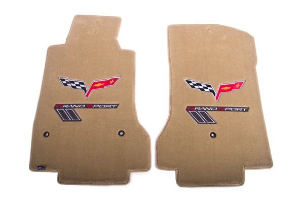 C6 Corvette 13L Lloyd Velourtex Floor Mats w/C6 Emblem & Grand Sport Red/Silver Emblem