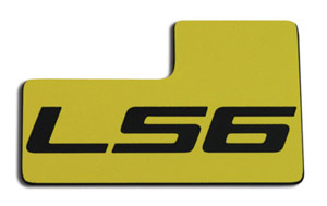 C5 Corvette Throttle Body  Engine ID Plate, LS6 Engine in Yellow/Black Finish