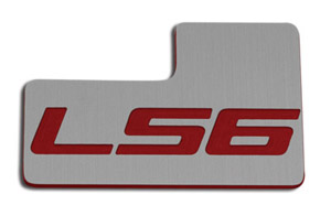 C5 Corvette Throttle Body  Engine ID Plate, LS6 Engine in Silver/Red Finish