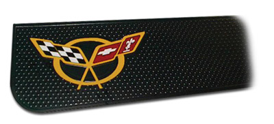 Sill Plate Crossed Flag Logo Decals. Yellow, C5 Corvette