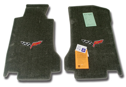 C6 Corvette Ebony Floor Mats with C6 Logo, Late 2007-13