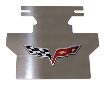C6 High Polish Stainless Steel Exhaust Plate with C6 Corvette Emblem and Corvette Script
