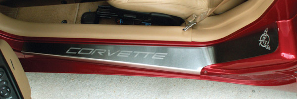 Outer Door Sill Covers - Brushed Stainless Steel with C5 Logo